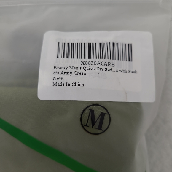 Biwisy Men's green Swim Trunks Quick Dry Shorts with Mesh Lining Size medium - Picture 5 of 5